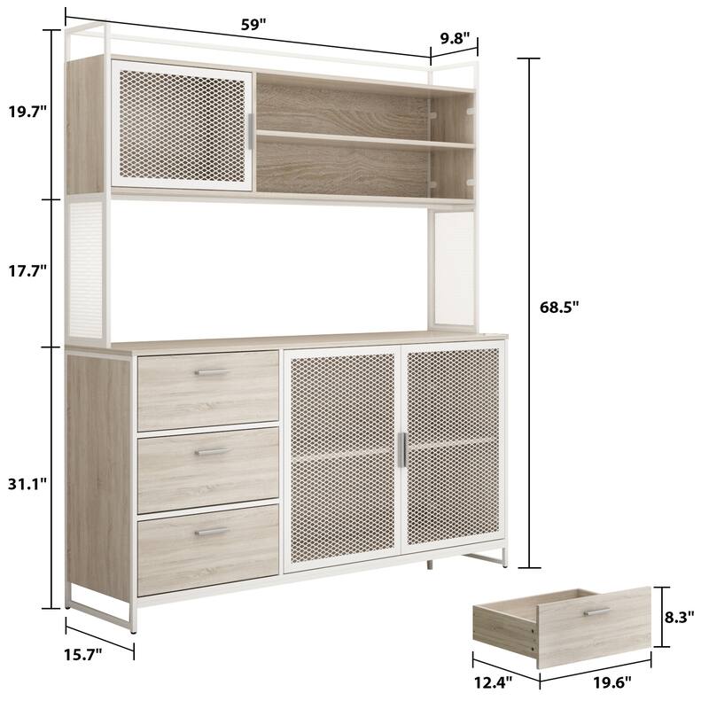 Large Buffet with Hutch,Kitchen Pantry Cupboard Sideboard