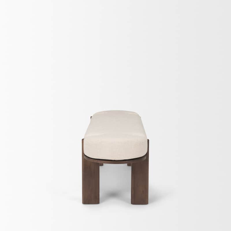 Sohan Dark Elm Wood w/ Oatmeal Fabric Bench