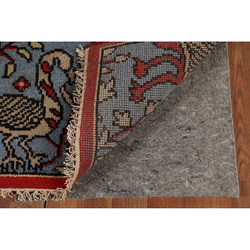Animal Pictorial Ziegler Indian Runner Rug Handmade Blue Wool Carpet - 2'5"x 8'0"