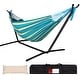 preview thumbnail 27 of 86, Double Cotton Hammock with Space Saving Steel Stand Blue&yellow