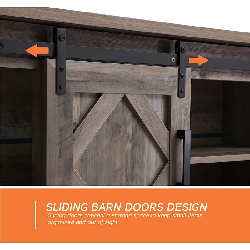 WAMPAT Farmhouse Sliding Barn Door TV Stand