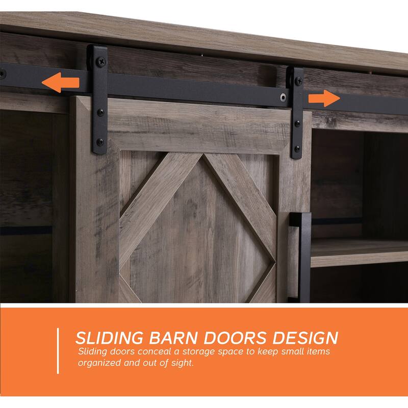 WAMPAT Sliding Barn Door 59-inch Wood TV Stand Storage Cabinet