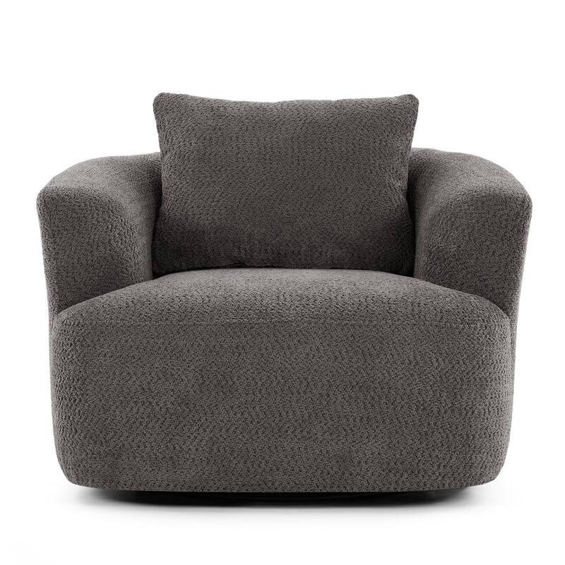 360° Swivel Chair, 38.2" Accent Chair Sofa, Upholstered Swivel Barrel Sofa Chair with a Throw Pillow for Living Room, Bedroom