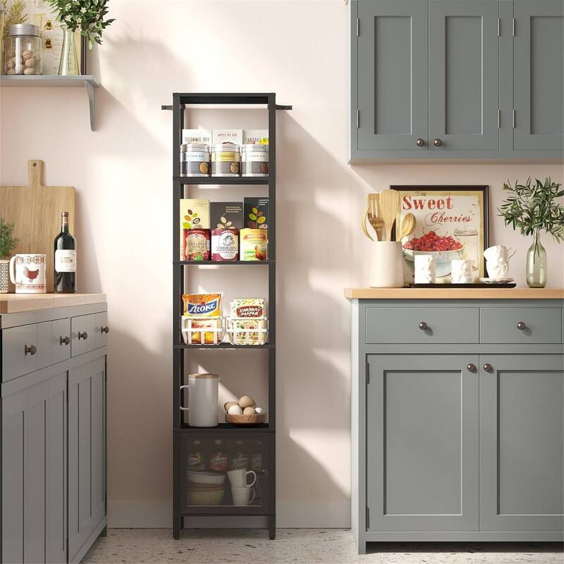 6 Tier Bookcase and Bookshelf - 10.7"D x 15"W x 65.3"H