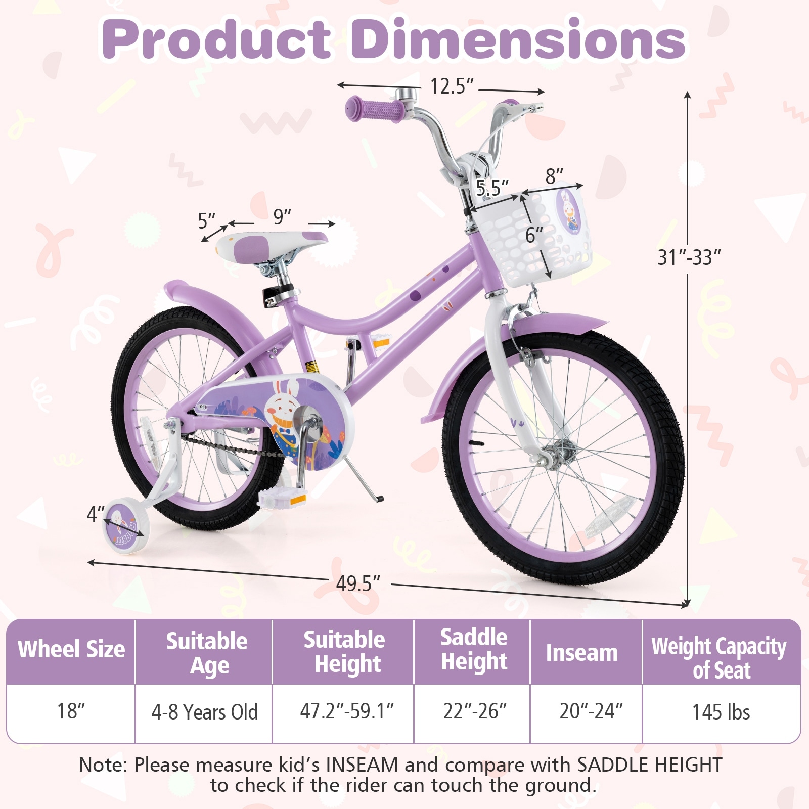 Purple-Kids-Bicycle,-Metal-