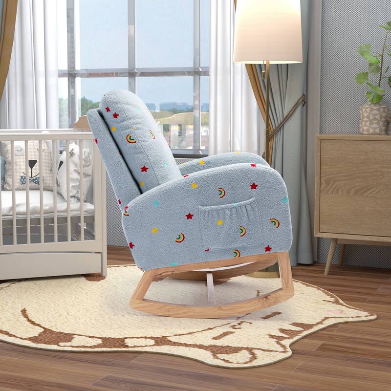 Modern Accent Rocker Armchair With Side Pocket