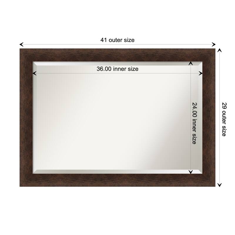 Warm Walnut Beveled Wood Framed Wall Mirror - Warm Walnut - Glass Size 36x24