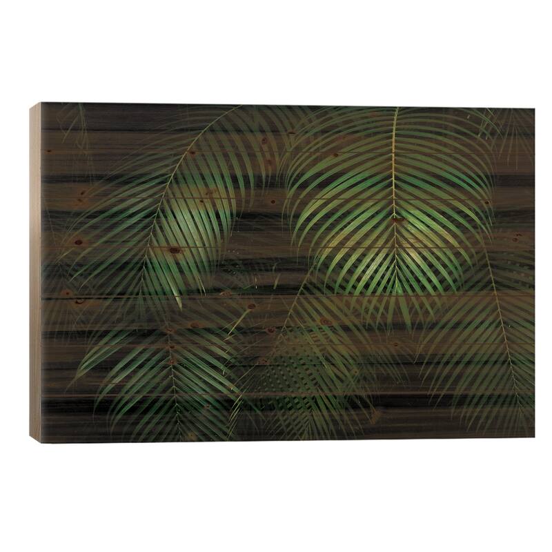 Palm Leaves Print On Wood by Dennis Frates - Multi-Color - 26x40x1.5
