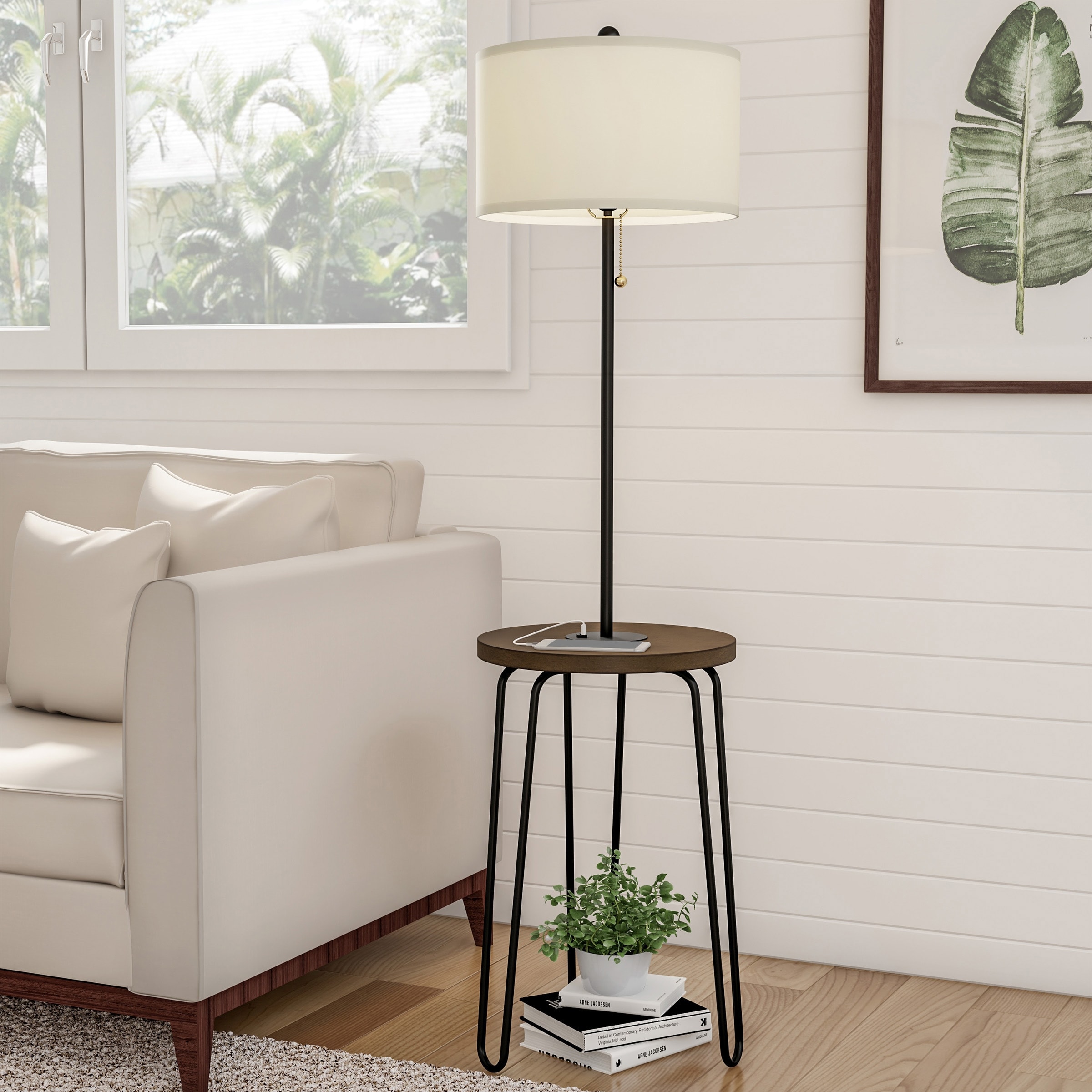 Floor lamp with on sale side table