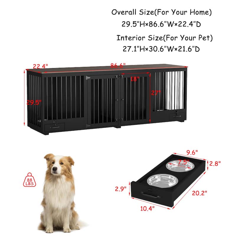 Double Dog Crate Furniture Heavy Duty Dog Kennel Dog House