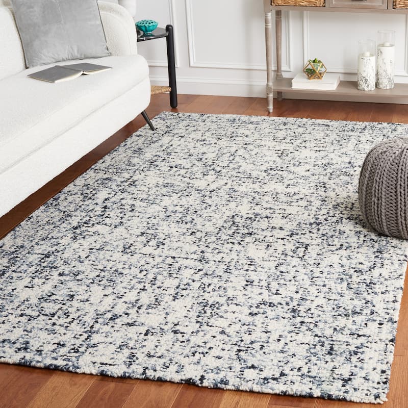 SAFAVIEH Handmade Abstract Euphrasie Modern Wool Rug - 3' x 5' - Black/Ivory