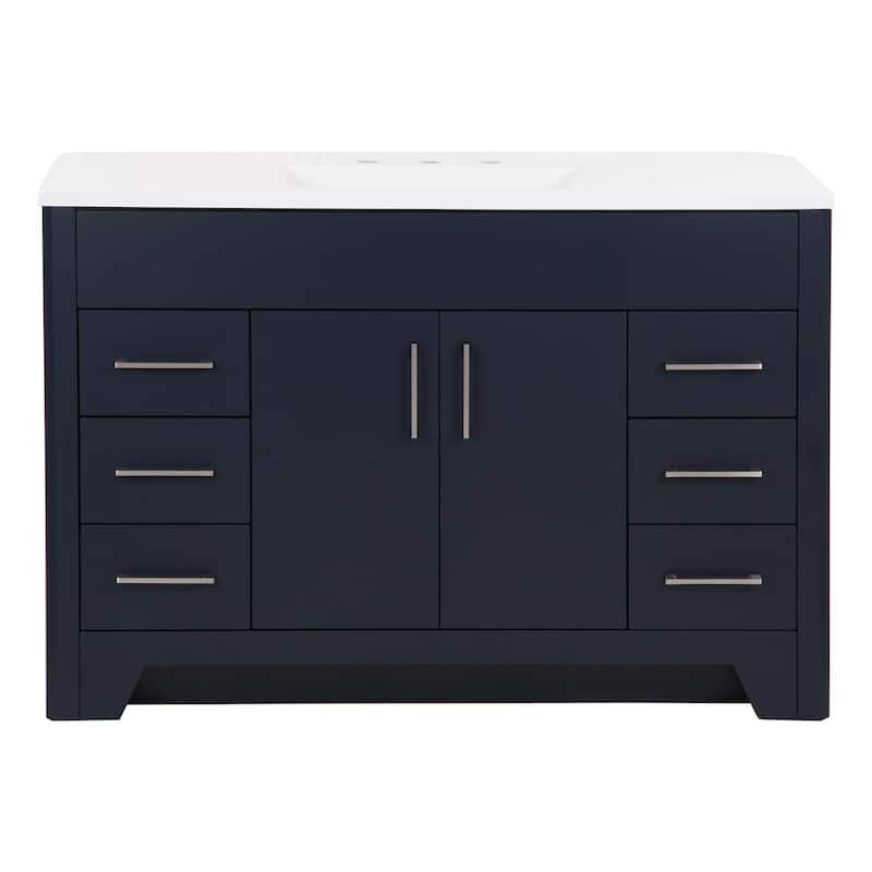 Spring Mill Cabinets Salil 48.5" Bathroom Vanity With Cabinet, 4 Drawers, and White Sink Top