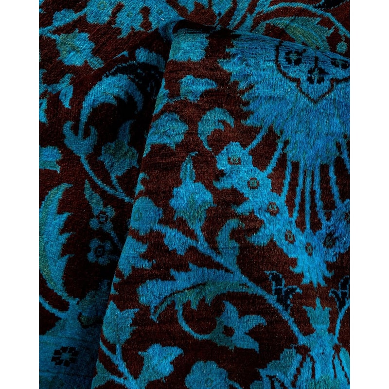 Overton Hand Knotted Wool Vintage Inspired Modern Contemporary Overdyed Blue Area Rug - 4' 1" x 6' 1"