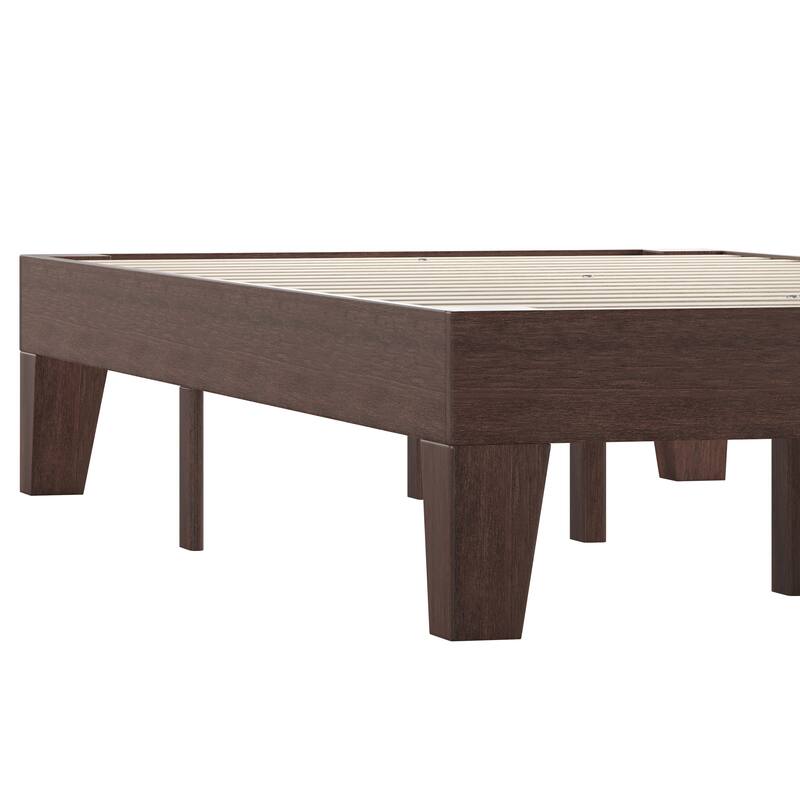 Wood Platform Bed with 14 Wooden Support Slats