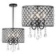 preview thumbnail 7 of 13, Avah Metal/Crystal Adjustable LED Drop Chandelier, Black/Clear by JONATHAN Y