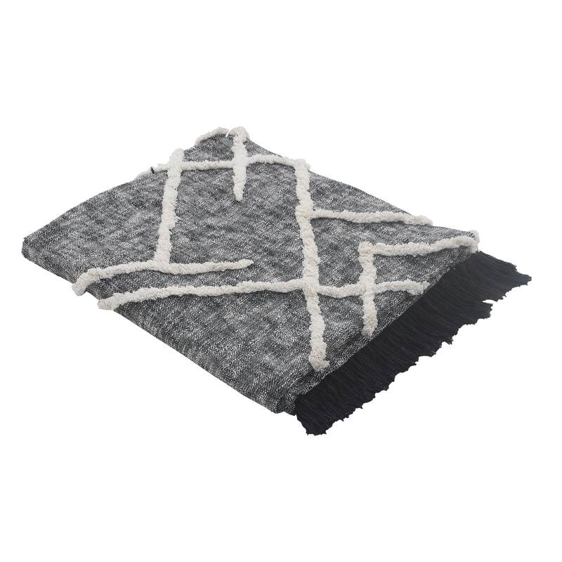 Sevita Tufted Geometric Diamond and Distressed Coverlet