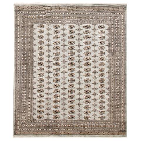 ECARPETGALLERY Hand-knotted Finest Peshawar Bokhara Grey Wool Rug - 8'2 x 9'6