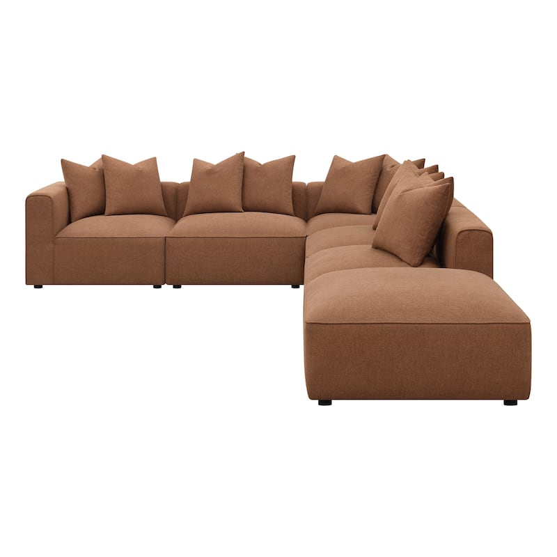 Colleen Terracotta 6-piece Upholstered Tight Seat Modular Sectional