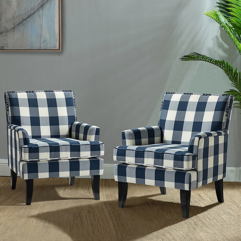 Akorda Classic Armchairs with Nailhead Trim and Solid Wood Legs Set of 2 by HULALA HOME