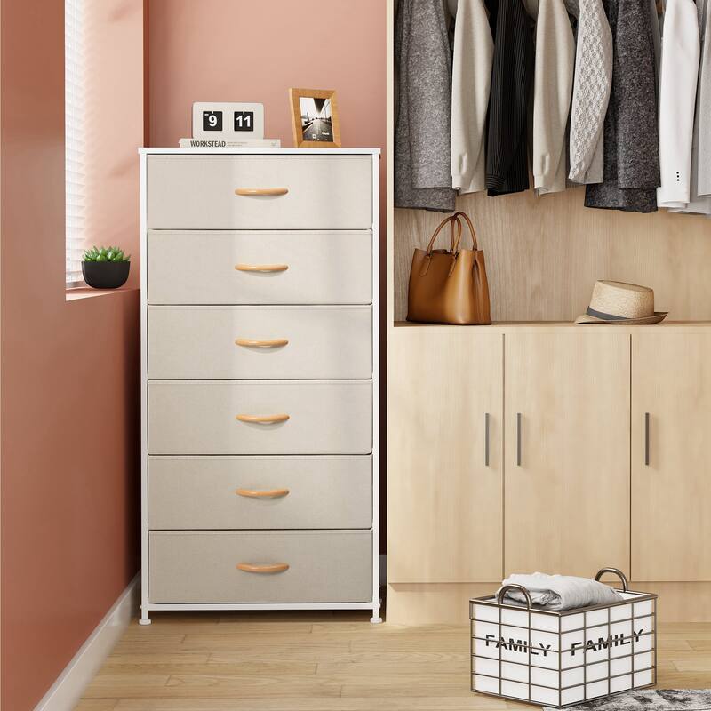 6 Drawers Vertical Dresser Storage Tower Cabinet Organizer Unit for Bedroom