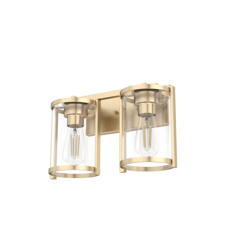 Hunter Astwood Bathroom Vanity Light, Clear Cylinder Glass, Damp Rated, Caged - Contemporary, Transitional, Art-Deco