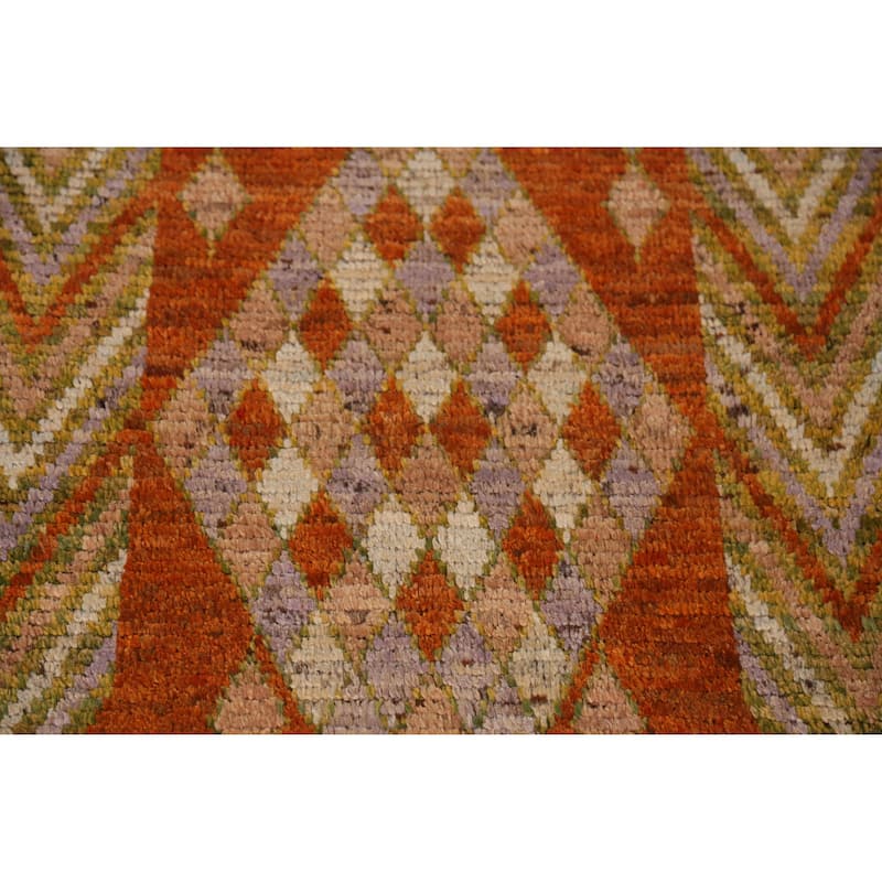 Geometric Moroccan Oriental Runner Rug Bedroom Handmade Wool Carpet - 2'10" x 9'7"