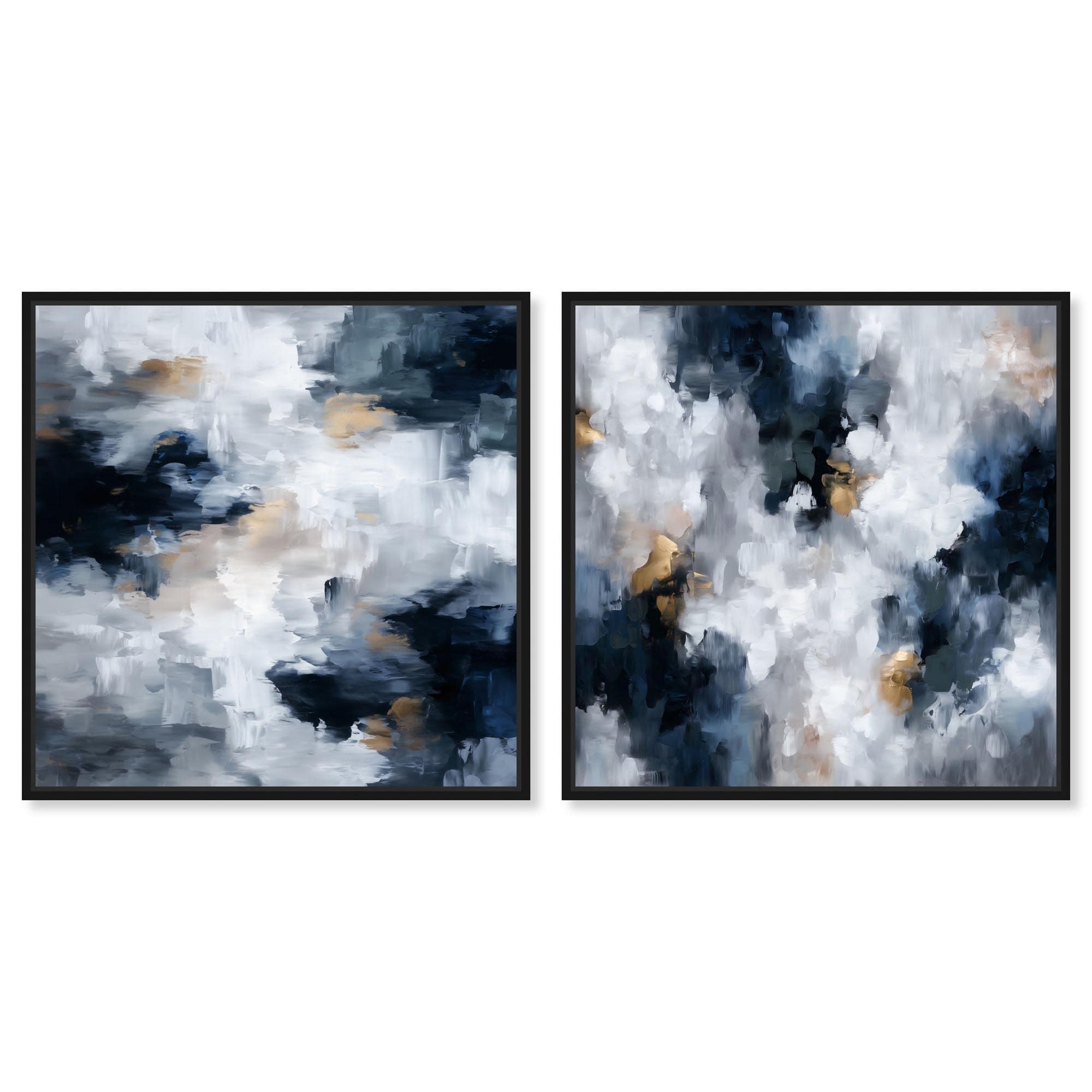 Midnight Ivory Elegance Modern Art Set of 2 Canvas Print by Art Remedy