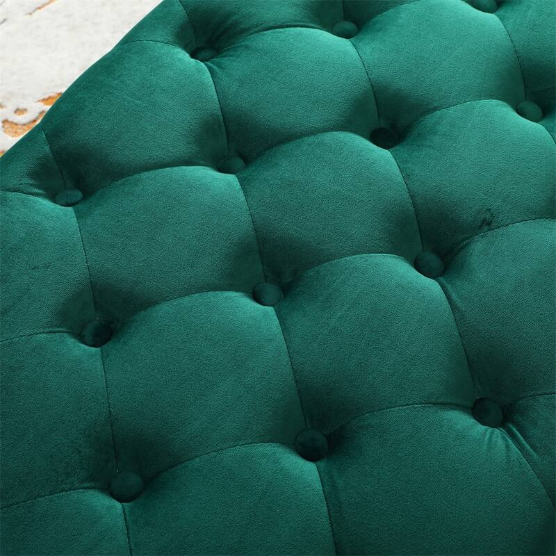 Velvet Tufted Backless Bench with Metal Legs