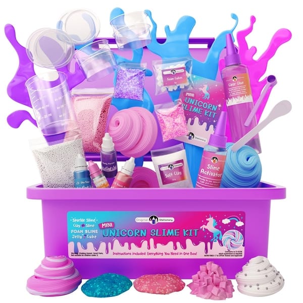 slide 2 of 7, Original Stationery Mini Unicorn Slime Kit for Girls, Create Sparkle Slime, Clay & Jelly Cube Slimes, Christmas Gift