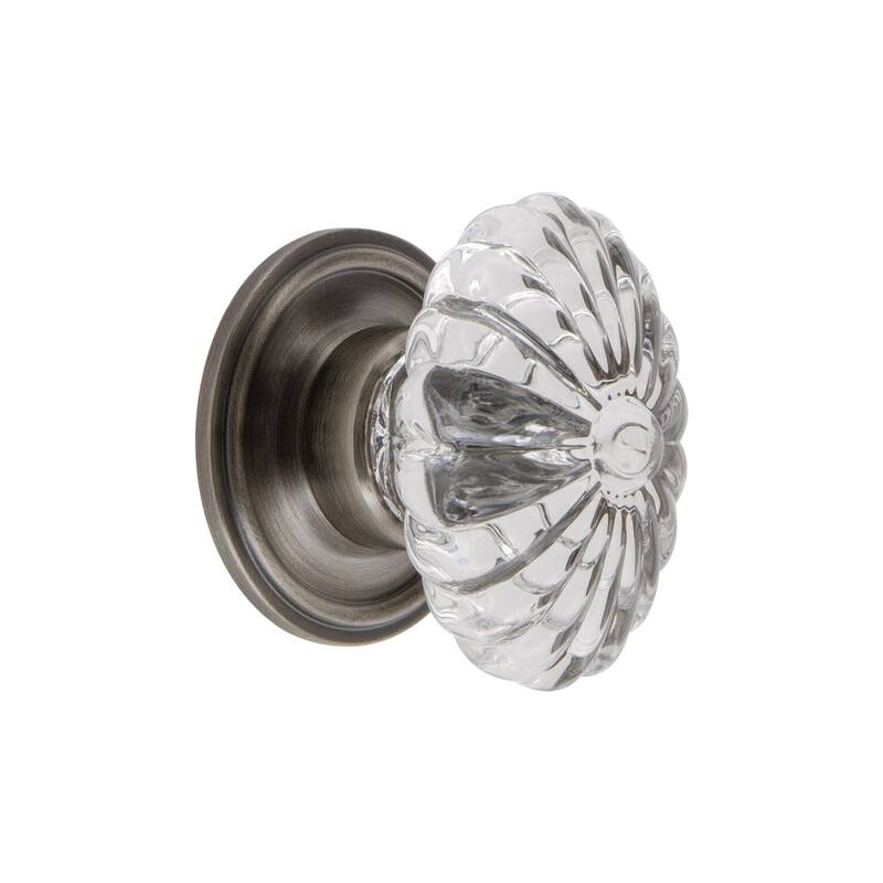 Grandeur BURG-CRYS-KNOB-GEO Burgundy 1-3/4" Vintage Flower Fluted - Antique Pewter