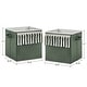 preview thumbnail 3 of 2, Dark Green Boho Chic Foldable Fabric Storage Bins Solid Sage Hunter Ivory Bohemian Linen Modern Farmhouse Designer Minimalist