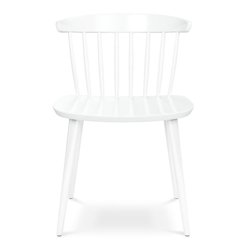 30" Tall Modern White Armless Dining Chair Slat Back Plastic Side Chair for Kitchen or Living Room - 17"L x 19"W x 30"H