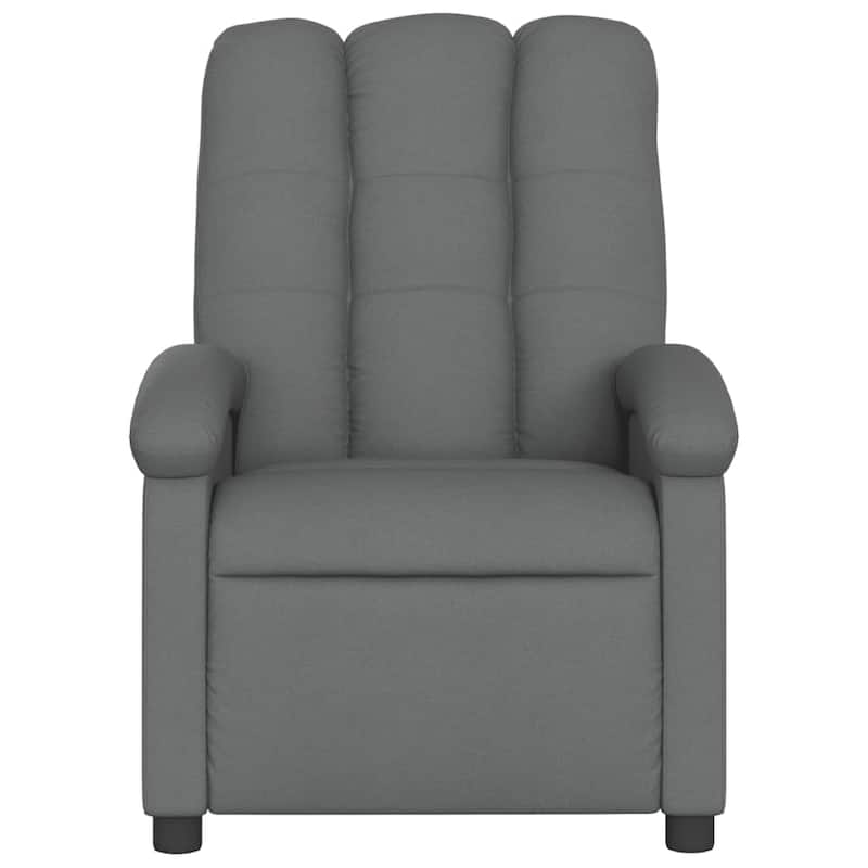 vidaXL Recliner Chair Dark Grey 100% Polyester Fabric, Metal, Plywood - 36.6 x 27.6 x 39.8