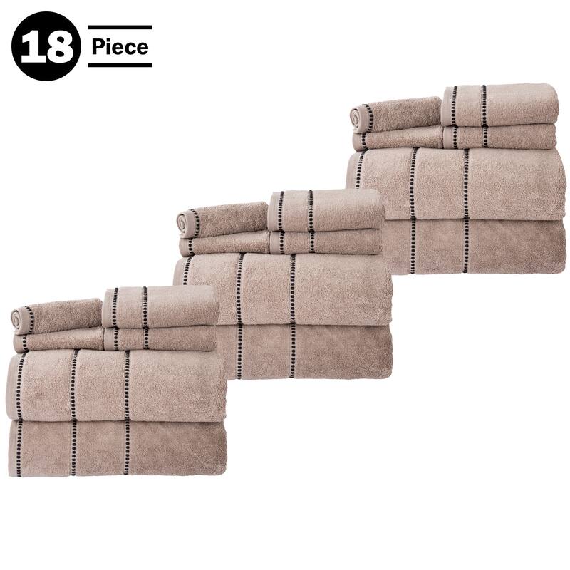 Towel Set - Absorbent Cotton Bathroom Accessories with Quick Dry Bath Towels, Hand Towels, and Wash Cloths by Lavish Home Taupe