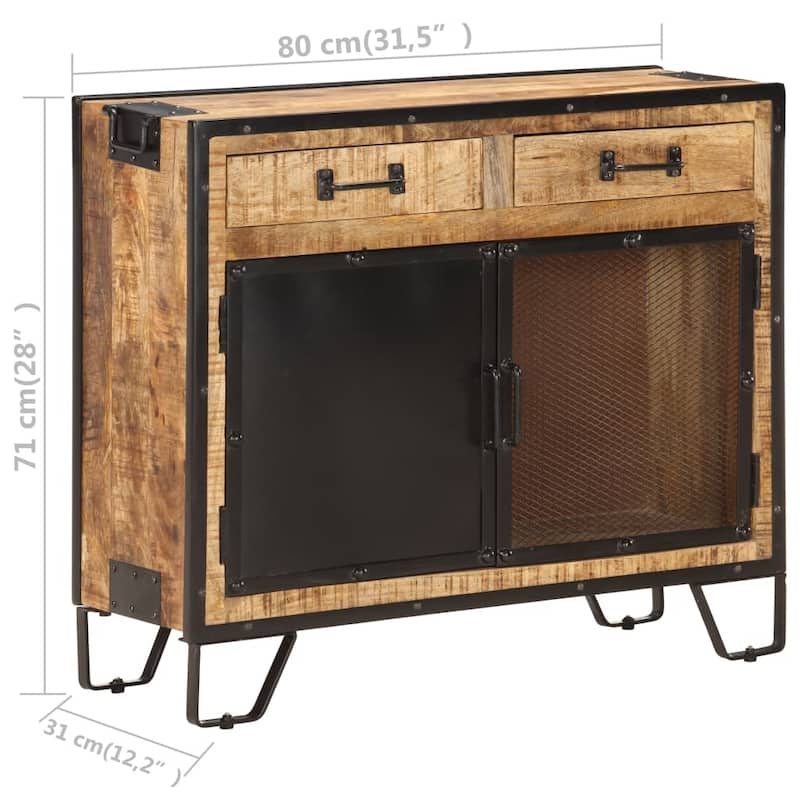 vidaXL Sideboard 31.5"x12.2"x28" Solid Rough Mango Wood