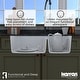 preview thumbnail 15 of 61, Karran Undermount Quartz 33 in. Double Bowl 60/40 Kitchen Sink with Bottom Grids and Strainers