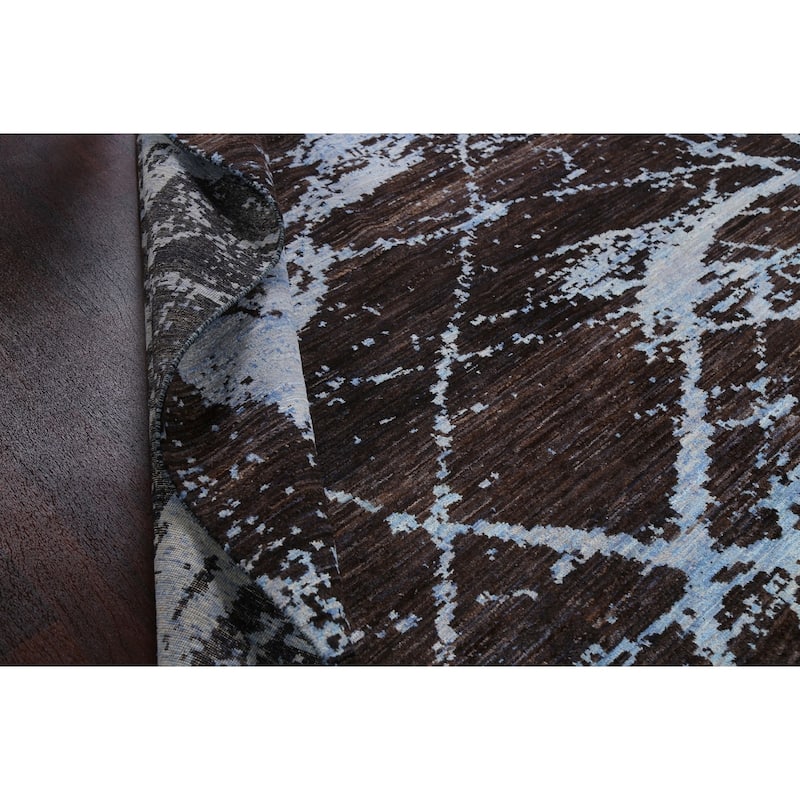 Vegetable Dye Abstract Oriental Living Room Area Rug Wool Hand-knotted - 8'11" x 11'10"