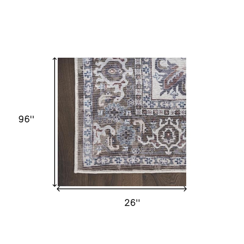 Power Loomed Distressed Floral Area Rug