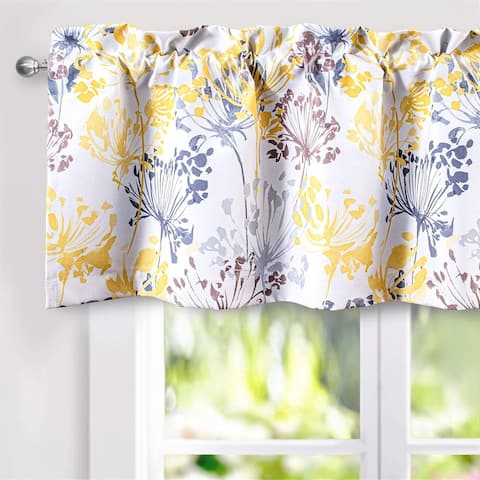 DriftAway Acacia Floral Blossom Watercolor Printed 100 Percent Blackout Thermal Insulated Window Curtain Valance