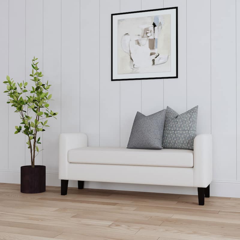 Rex Fabric Upholstered Accent Bench with Armrests Vanilla - 60.25'' X 20.50'' X 25.25''
