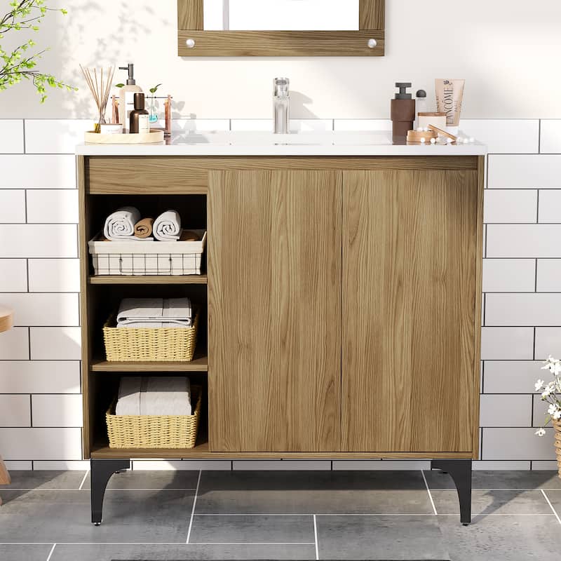 36-Inch MDF Bathroom Vanity with Sink – Functional Design for Everyday Use - Log