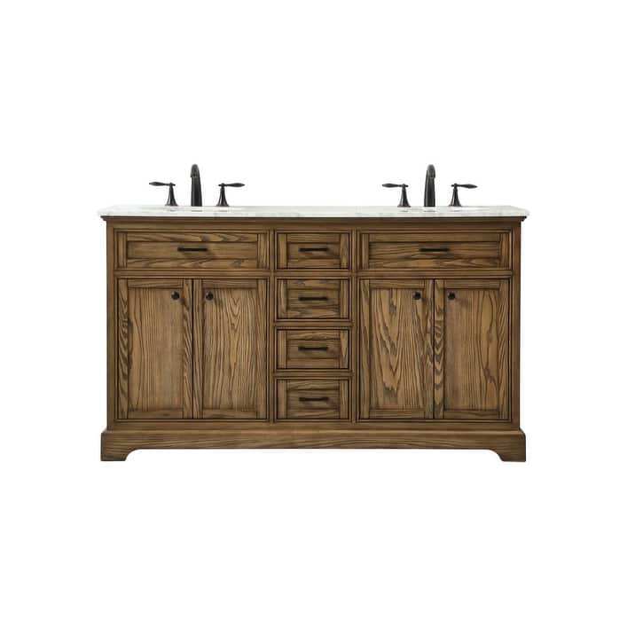 Elegant Lighting VF15060DWH Americana 60" Free Standing Double Basin - Driftwood - Wood Finish