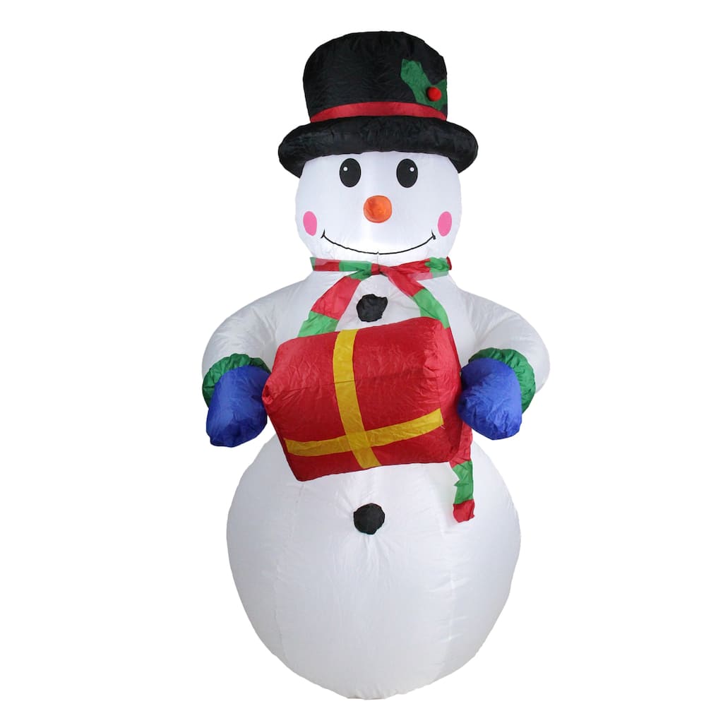 5' White Red Inflatable Lighted Snowman Christmas Yard Art Decor