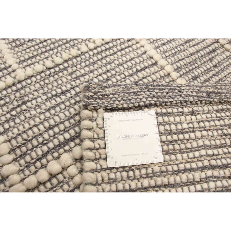 ECARPETGALLERY Braid weave Sienna Grey Wool Rug - 5'0 x 7'9