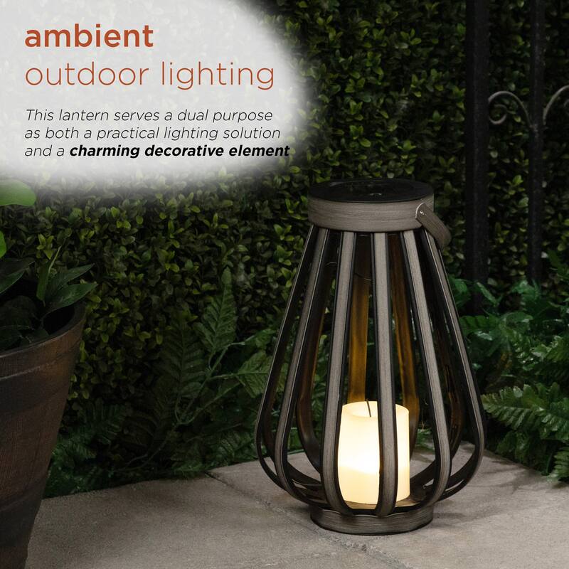 Solar Grey Decorative Plastic Lantern with LED