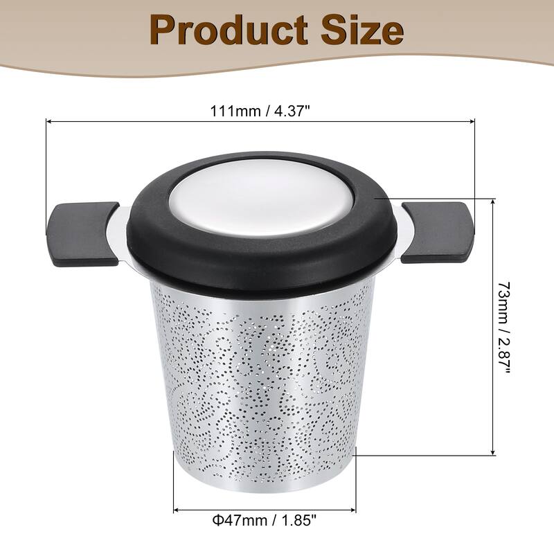1 Pcs Tea Infuser Filter with Lid, Tea Strainer, Black - Black