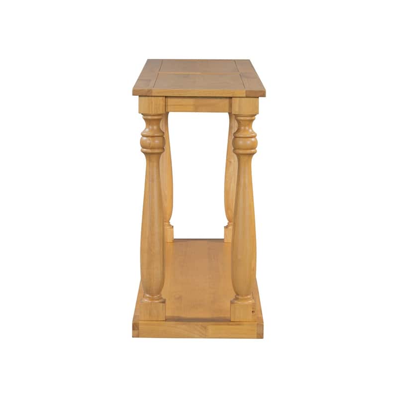 Vintage Wood Grain Console Table with Bottom Shelf and 4 Vase Legs, Suitable for Entryway, Hallway, Living Room, Bedroom