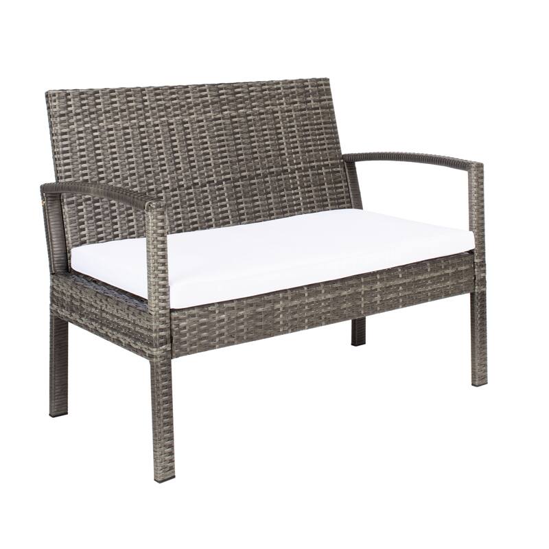 SAFAVIEH Outdoor Bassey 4-Piece Conversation Patio Set. - 39.78" x 24.18" x 32.37"