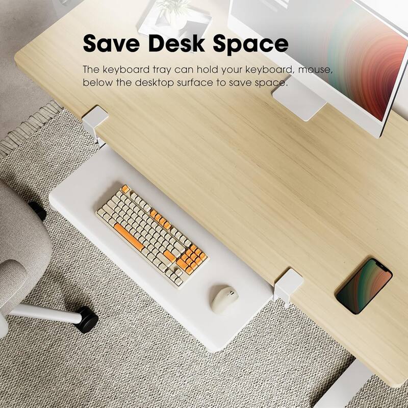Fenge Keyboard Tray Under Desk, Pull Out Keyboard & Mouse Tray with C Clamp Mount, Sliding Keyboard Holder for Desk