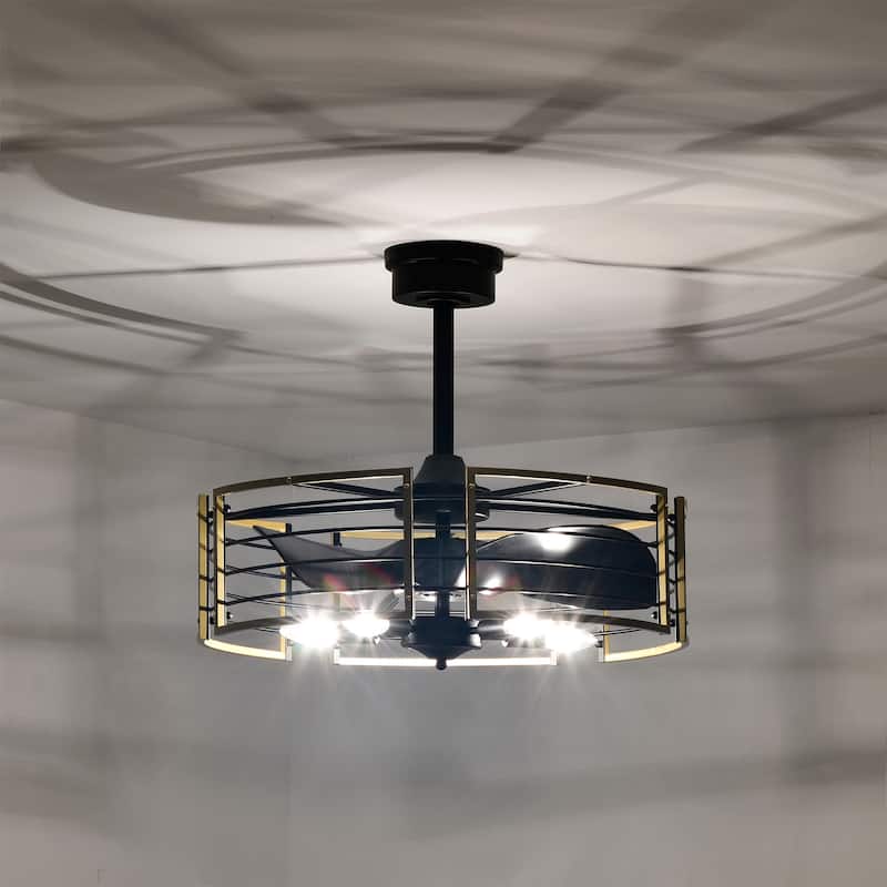 Veit 24 Inch Matte Gold Cage Design Fandelier - N/A